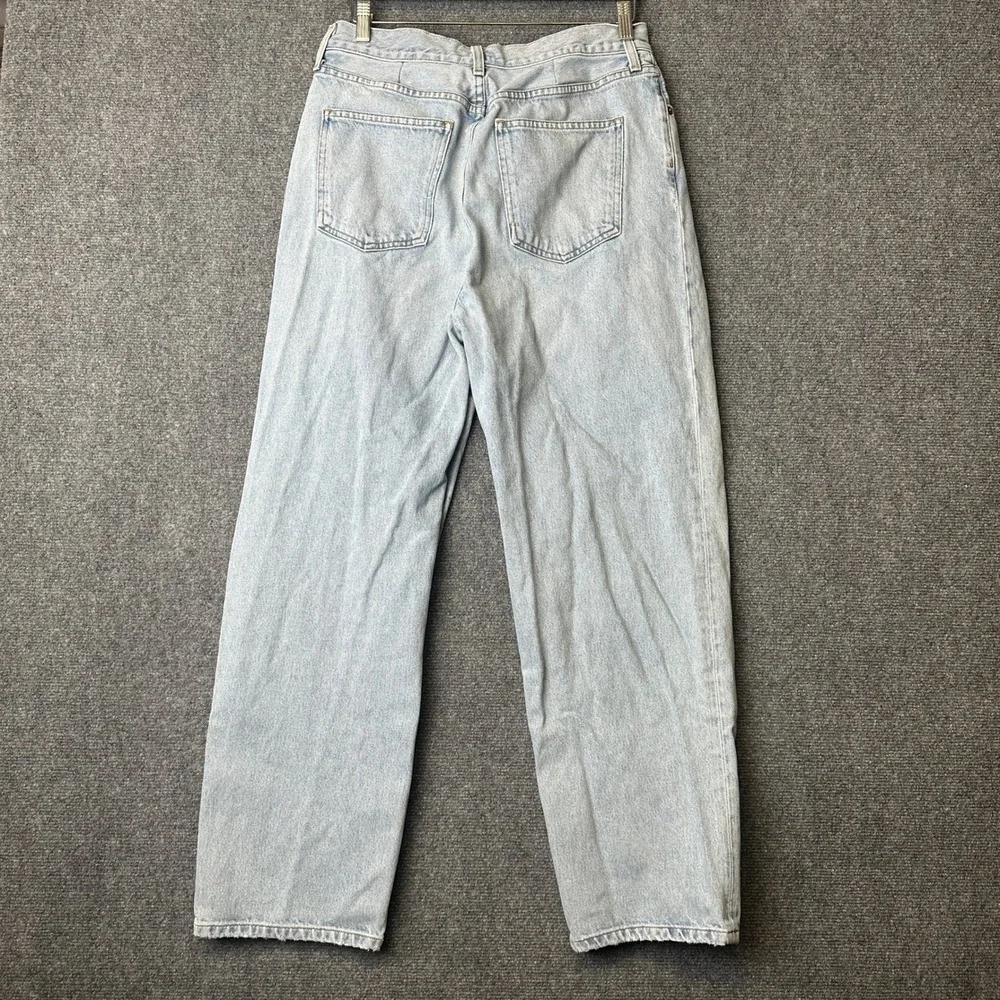 AGOLDE Fold Waistband Jean Womens 32 Blue Pleated Baggy Straight Leg Denim